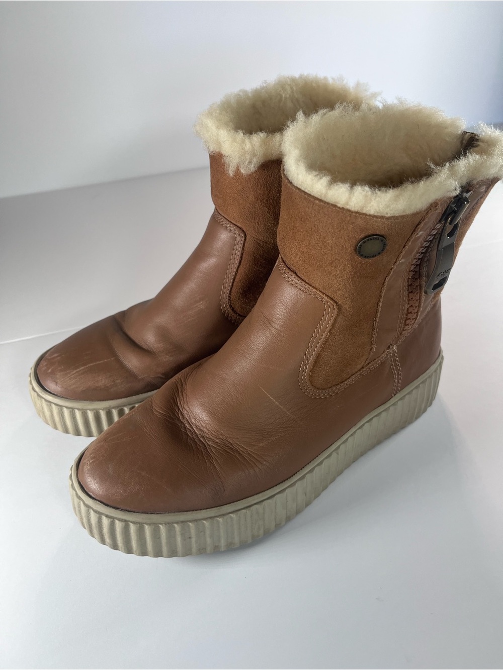 Women's Brown Shearling-Lined Winter Ankle Boots
